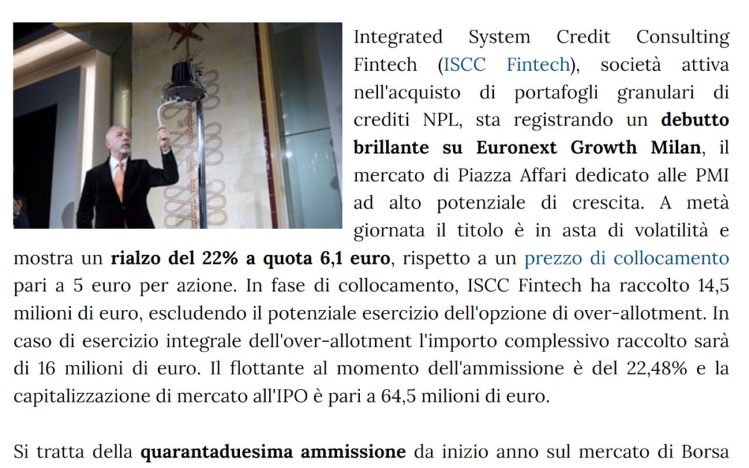 ISCC FINTECH SPA 