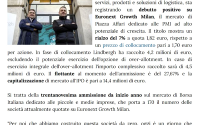 Lindbergh Spa debutto positivo su Euronext Growth Milan